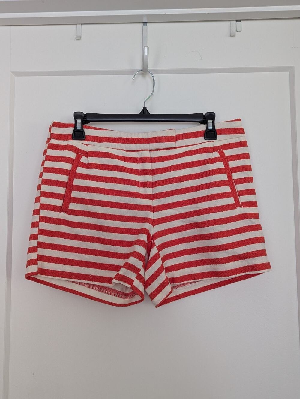 Dalia Striped Shorts Women's 8 Coral White Sailor Nautical